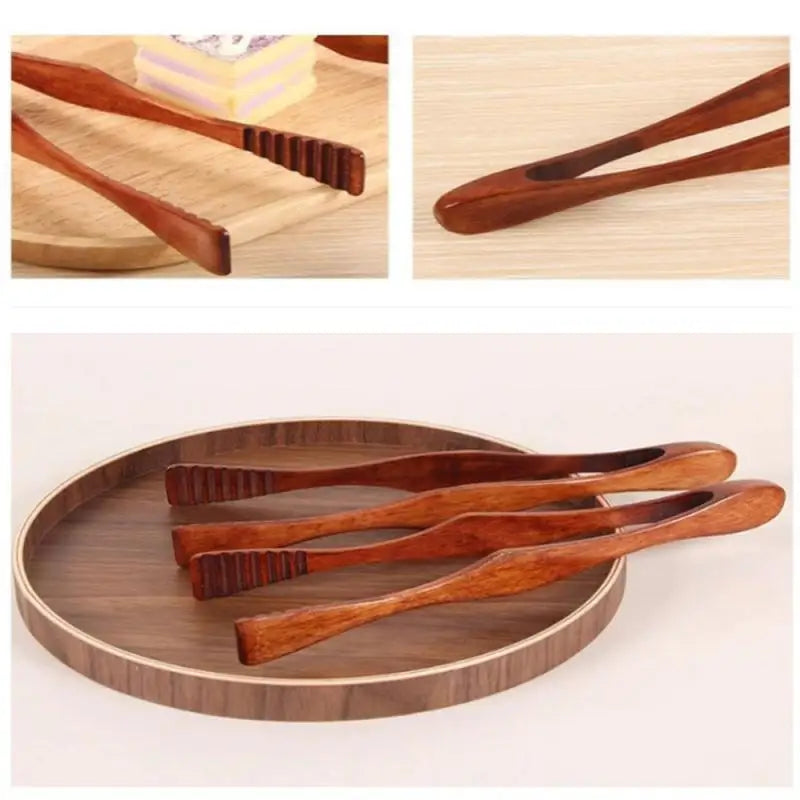 Wooden Kitchen Tongs Food Tongs Salad Serving BBQ Tongs Meat Bread Toast Food Clip BBQ Clamp Kitchen Buffet Utensil Tools
