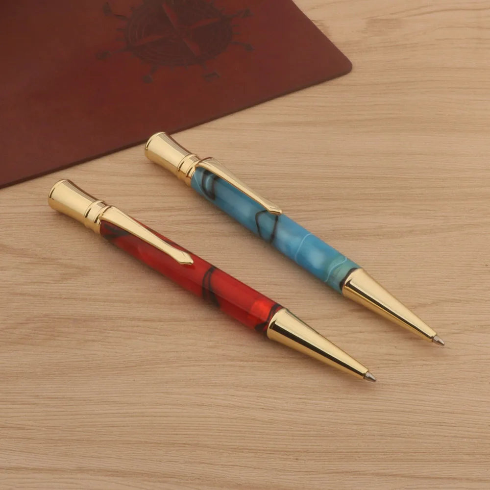 Luxury Acrylic ball point Pen Celluloid Nitrate Golden Spin Color Business Office School Supplies Signature Ink Pens
