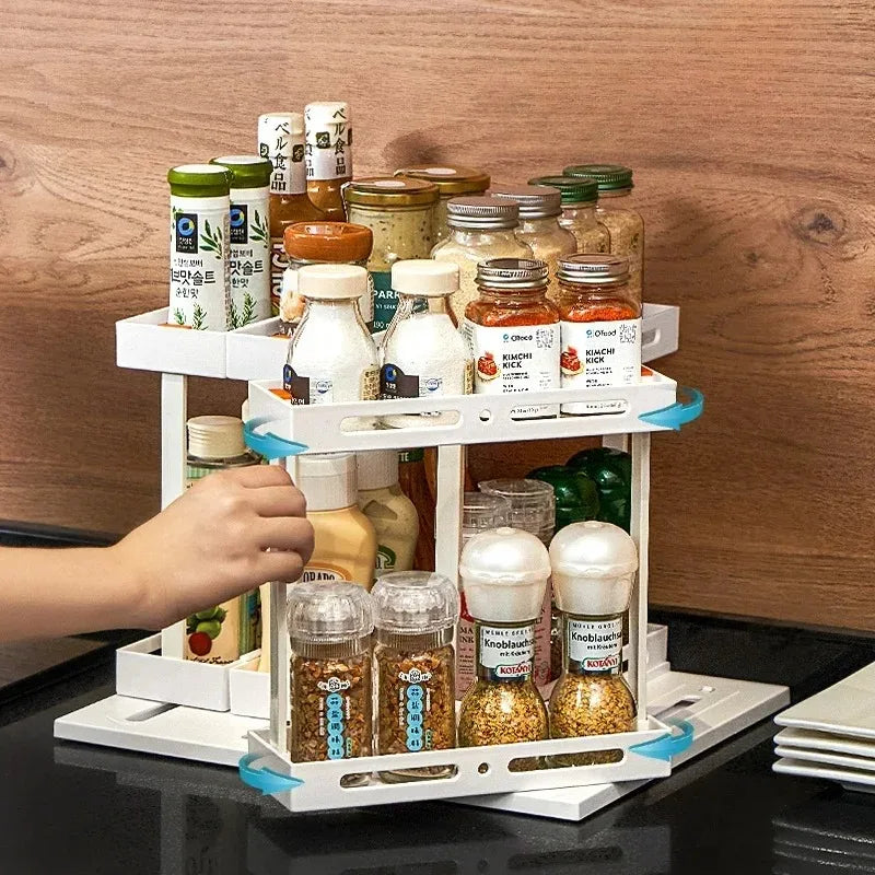 Multifunctional Rotating Pull-out Storage Rack Rotating Storage Rack Kitchen Artifact Desktop Spice Rack Kitchen Storage