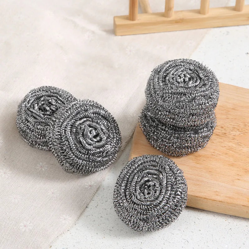 4Pcs Stainless Steel Wool Scrubbers,Metal Scouring Pads,Steel Wool Pads, Kitchen Cleaner, Heavy Duty Cleaning Supplies for Pot