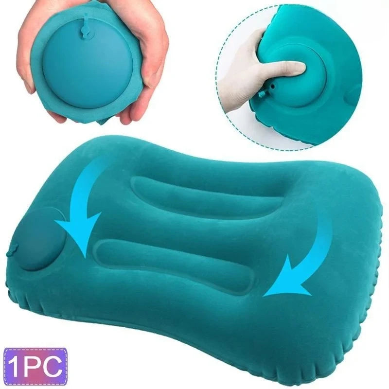 Flocking Inflatable Square Pillow Multifunctional Outdoor Camping Portable Storage Travel Pillow Home Office Supplies